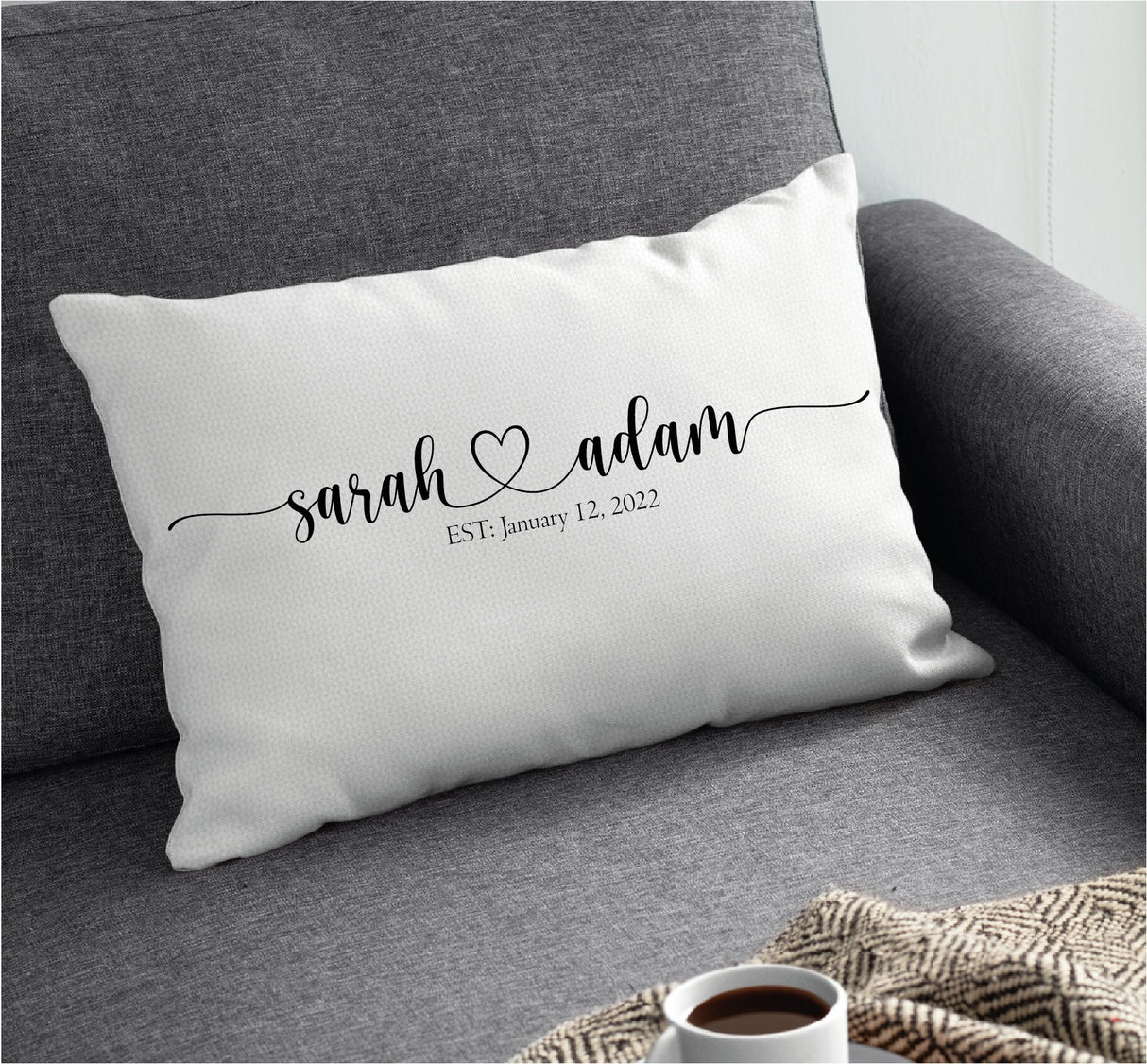 Personalized Couple Name Valentine Red Pillow, Custom Cushion, Valentine Decor, Engagement Gift, Valentine Gift Idea, Wedding Gift, Decor - Arria Home