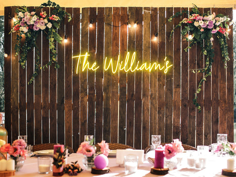 Wedding Neon Sign, Custom Neon Sign, Wedding Decor Sign, Reception Sign, Last Name Neon Sign, Backdrop Wedding, Wall Decor Light, Neon Sign - Arria Home