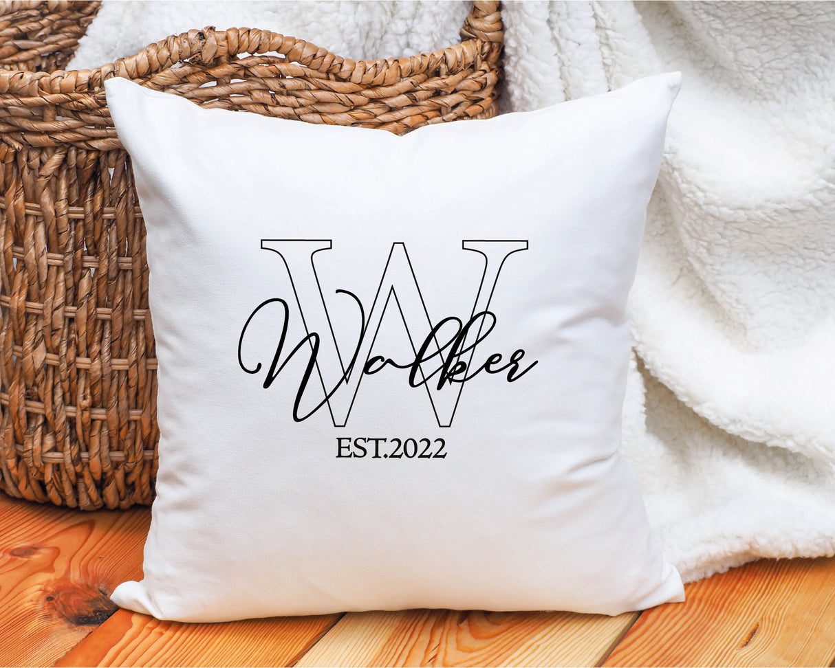 Personalize Name Calligraphy Pillow Cover, Custom Last Name Pillow, Valentine Gift, Wedding Gift, Anniversary Gift, Engagement Gift, Gift - Arria Home