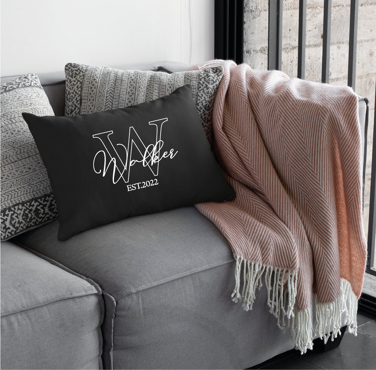 Personalize Name Calligraphy Pillow Cover, Custom Last Name Pillow, Valentine Gift, Wedding Gift, Anniversary Gift, Engagement Gift, Gift - Arria Home