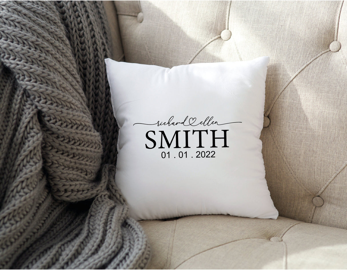 Personalized Couple Pillow, Engagement Gift, Custom Mr and Mrs Pillow, Wedding Gift, Couple Name Date Pillow, Lumbar Pillow, Decor, Gift - Arria Home