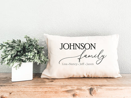 Personalized Family Name Pillow Cover, Custom Last Name Pillow Cover, Anniversary Gift, Family Gift, Housewarming Gift, Rustic Home Decor - Arria Home