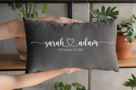 Personalized Couple Name Valentine Red Pillow, Custom Cushion, Valentine Decor, Engagement Gift, Valentine Gift Idea, Wedding Gift, Decor - Arria Home