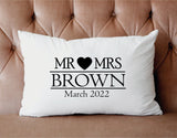 Mr Mrs Pillow, Personalized Couple Pillow, Custom Pillow Cover, Couple Cushion, Wedding Gift, Housewarming Gift, Engagement Gift for Couple - Arria Home