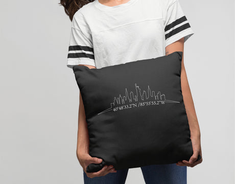 Custom City Skyline Cushion, Housewarming Gift, Personalized City Skyline Pillow, New Home Gift, Home Living, Decorative Pillow, Personalize - Arria Home