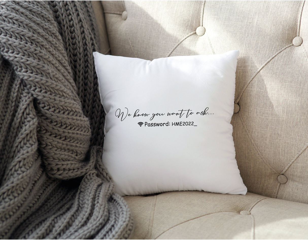 WiFi Code Pillow, WiFi Password Pillow, Personalized WiFi Code Print, AirBnb Rental or Vacation, Hotel Room Decor, Network Pillow, Decorativ.