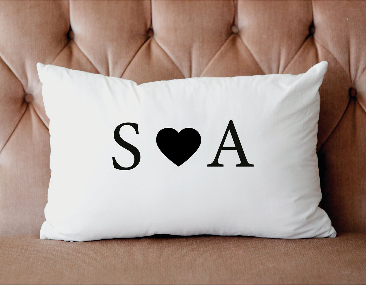 Custom Initial Couple Name Pillow, Letter Heart Pillow, Wedding Favor, Engagement Gift, Wedding Gift, Gift for Her, Couple Name Pillow, Gift - Arria Home