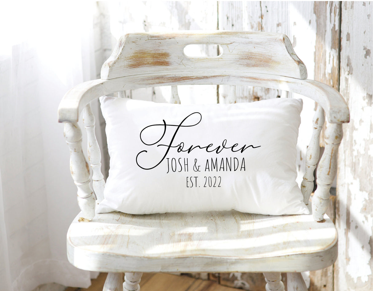 Forever Pillow, Anniversary Gift, Anniversary Pillow, Couple Anniversary Name Pillow, First Anniversary Gift, Couple Name Pillow, Decorative - Arria Home