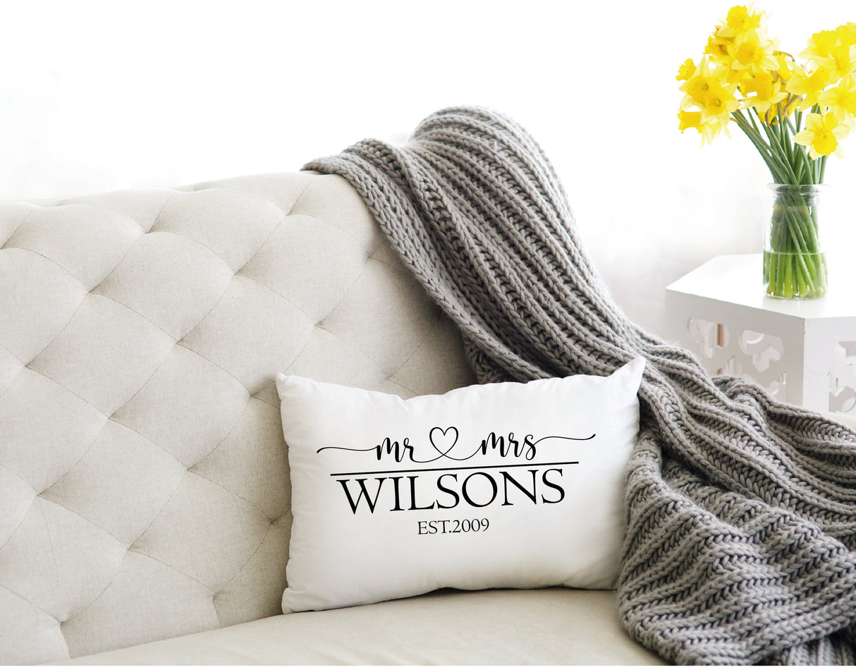 Personalized Engagemnet Pillow, Engagement Gift, Wedding Gift, Mr Mrs Pillow, Custom Engagement Pillow, Custom Couple Gift, Couple Name Gift - Arria Home