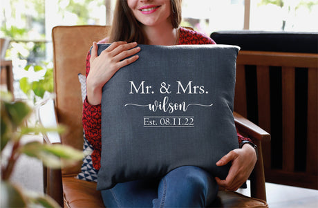 Mr Mrs Pillow, Wedding Favor, Wedding Gift, Personalized Pillow, Custom Couple Pillow, Gift for Couple, Wedding Decor, Personalized Gift - Arria Home