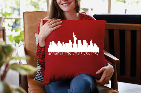 City Skyline Pillow, Moving Away Gift, New City Pillow, College Gift, Moving House Gift, Housewarming Gift, New Home Pillow, Personalized - Arria Home