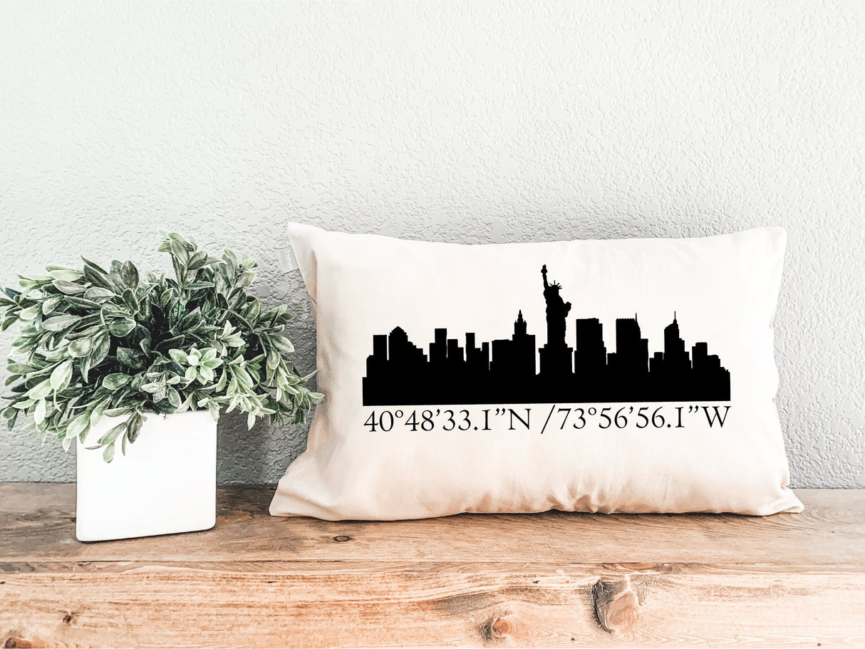 City Skyline Pillow, Moving Away Gift, New City Pillow, College Gift, Moving House Gift, Housewarming Gift, New Home Pillow, Personalized - Arria Home