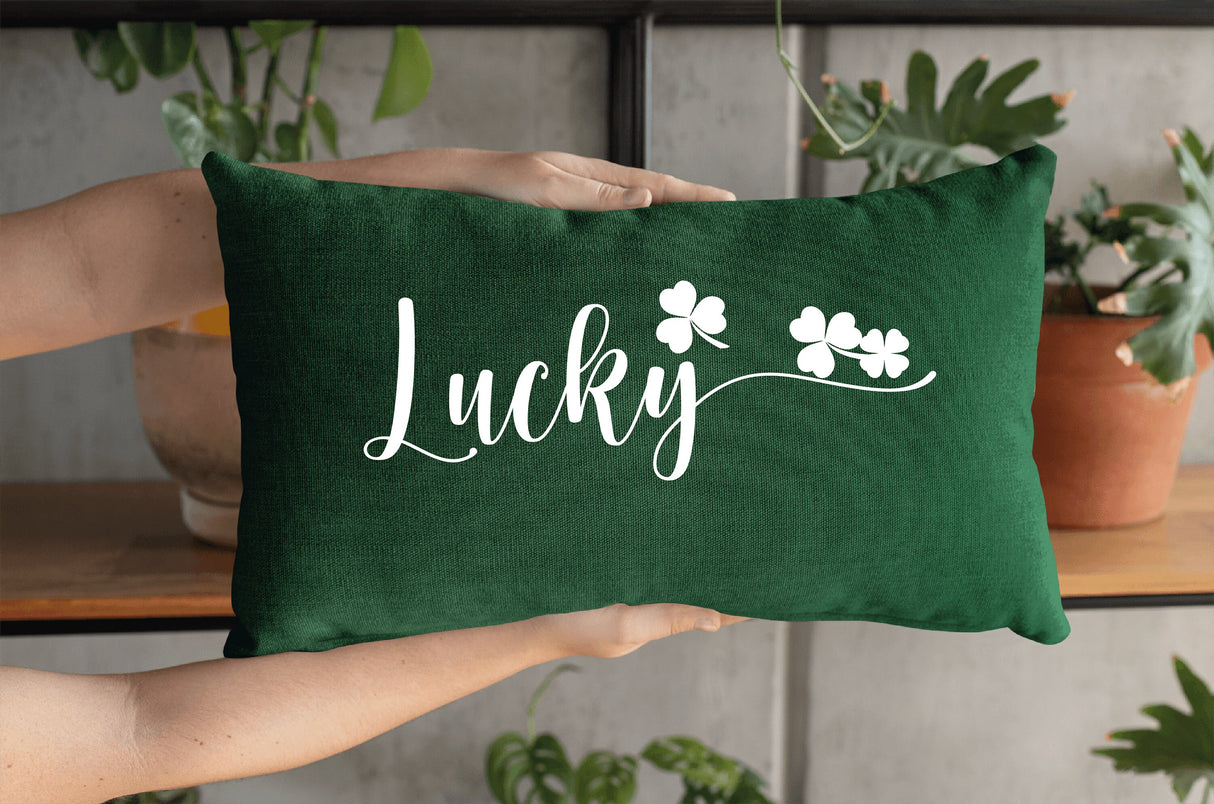 Lucky St Patricks Day Pillow, 17 March Pillow Cover, Spring Decor, St Patricks Decor, Shamrock Lucky Pillow, Personalized Pillow Cover Gift - Arria Home