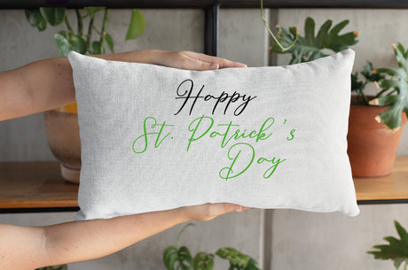 Happy St Patricks Day Pillow, St Pattys Pillow, St Patricks Decor, Saint Patricks Lumbar Pillow, Saint Patricks Day Gift, Personalized Gift - Arria Home