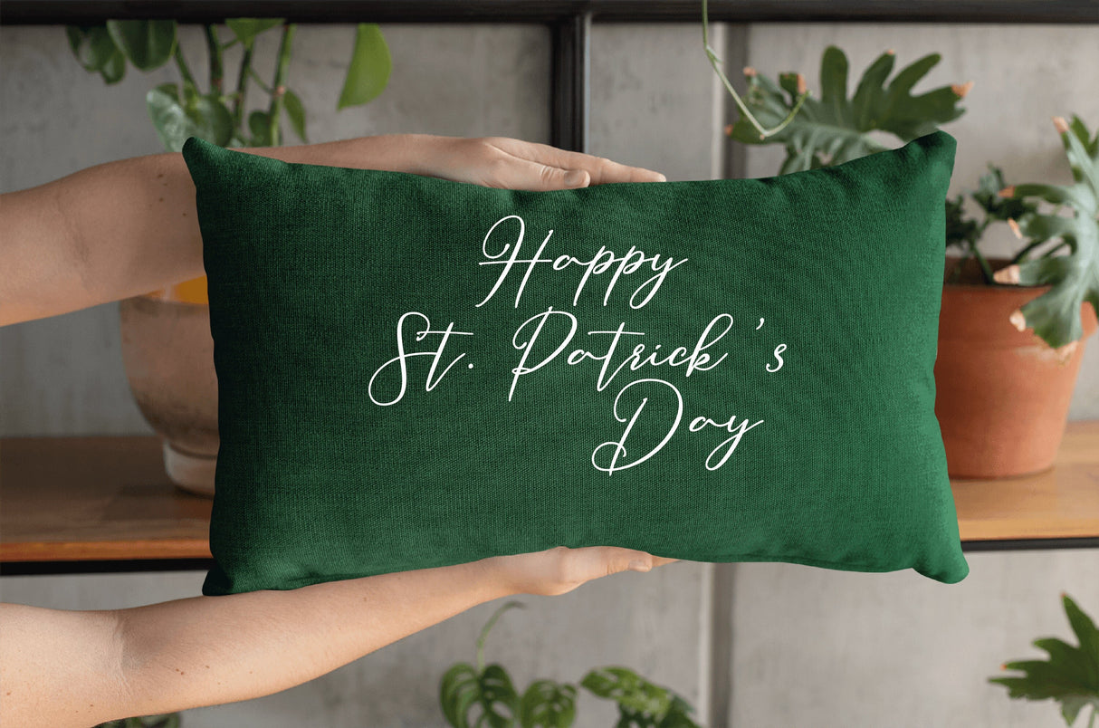 Happy St Patricks Day Pillow, St Pattys Pillow, St Patricks Decor, Saint Patricks Lumbar Pillow, Saint Patricks Day Gift, Personalized Gift - Arria Home