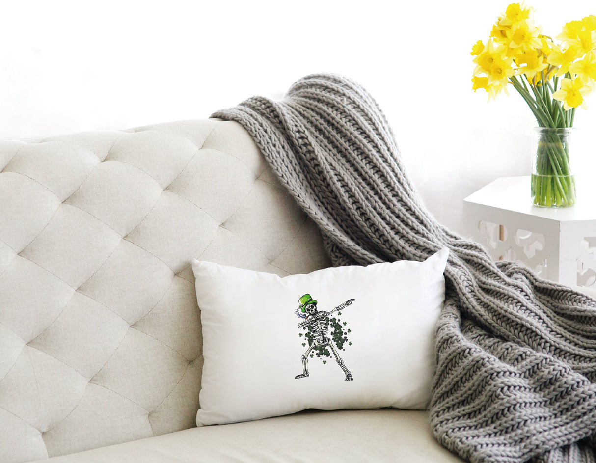 Skeleton St Patricks Day, Funny St Patricks Pillow, St Patricks Funny Decor, Irish Funny Decor, Funny Lumbar Pillow, Funny Drinking Decor - Arria Home