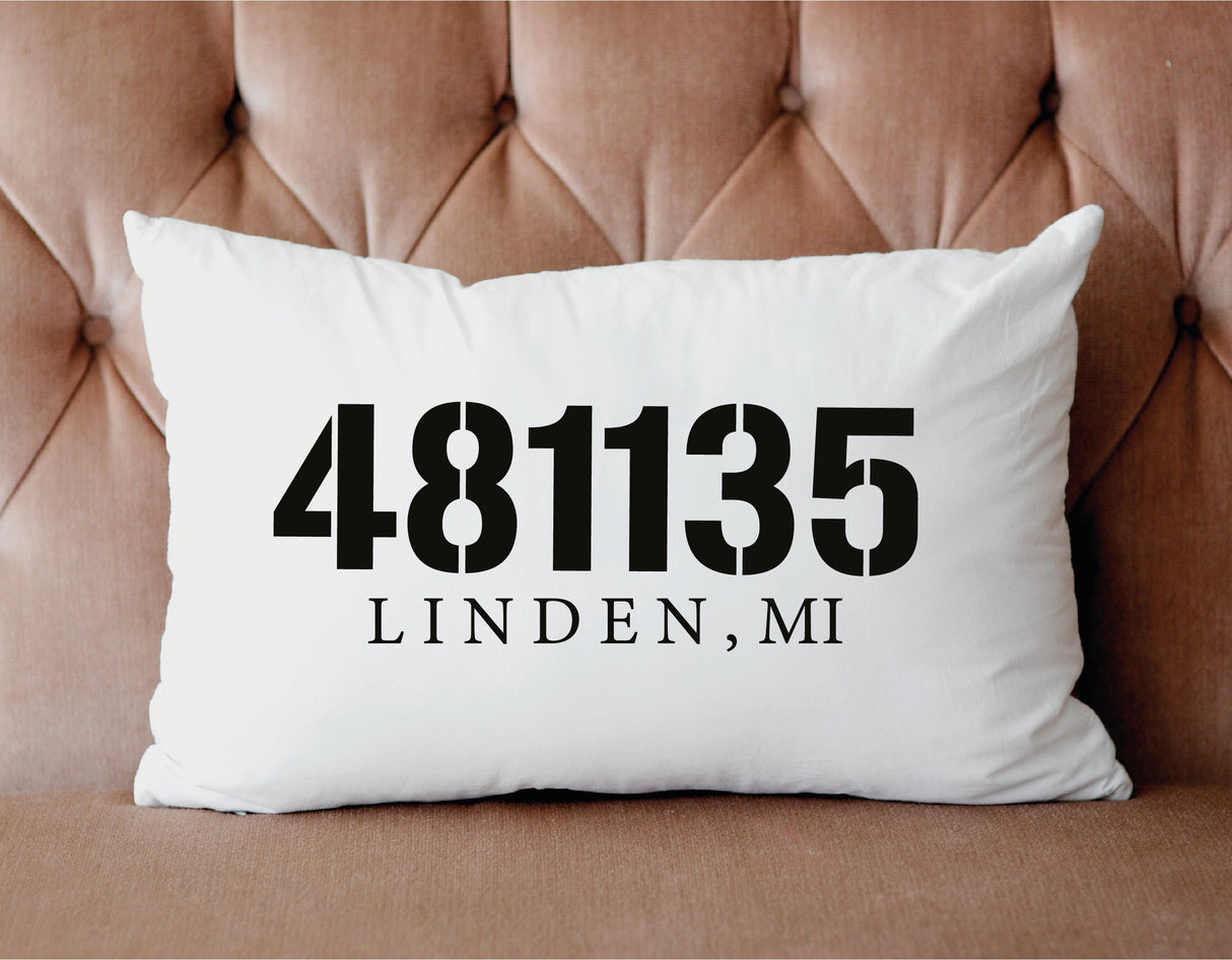 Personalized Zip Code Pillow, Custom Realtor Gift, Housewarming Gift, Present for New House, Custom Cushion, Rustic Decor, Personalize Gift - Arria Home