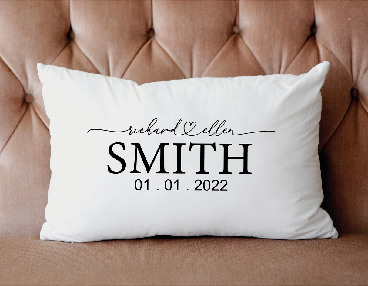 Personalized Couple Pillow, Engagement Gift, Custom Mr and Mrs Pillow, Wedding Gift, Couple Name Date Pillow, Lumbar Pillow, Decor, Gift - Arria Home