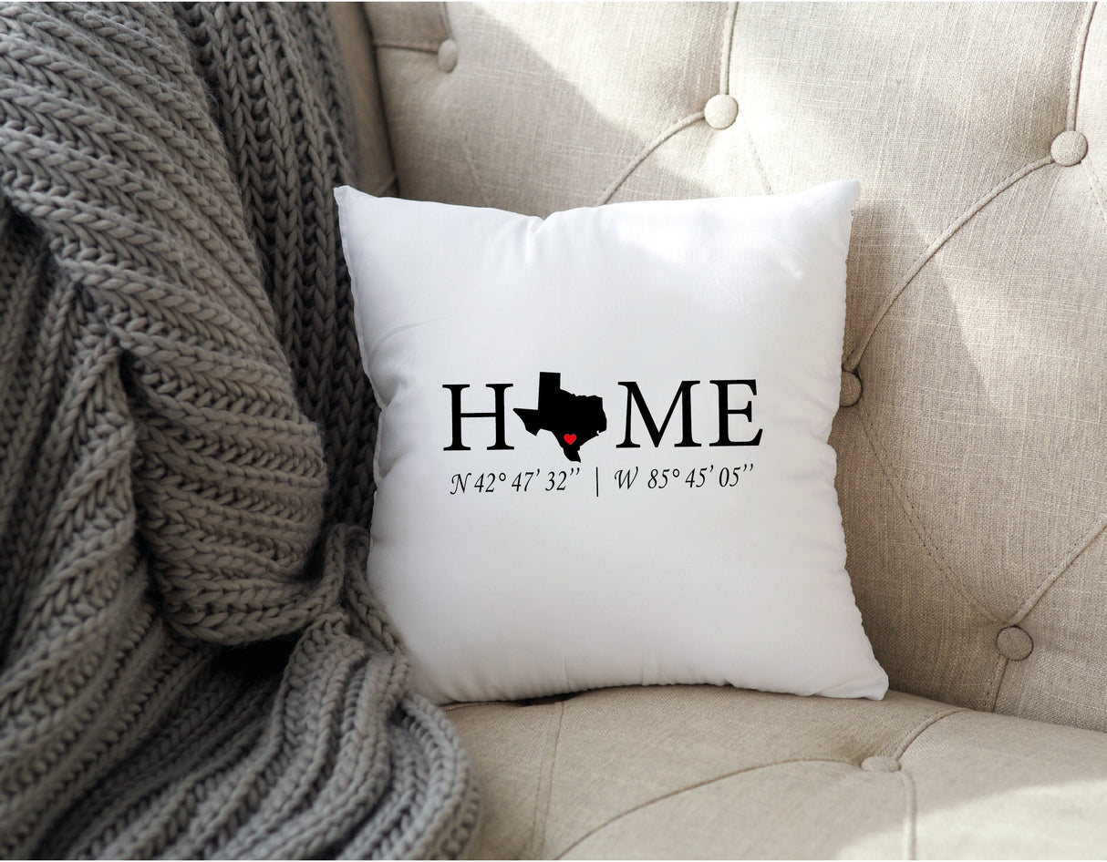 Personalized Latitude Longitude Pillow, Housewarming Gift, New Home Gift, Home State Pillow, Custom Lumbar Pillow, Our First Home Decor Gift - Arria Home