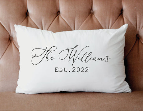 Personalized Calligraphy Pillow, Wedding Gift, Engagement Gift, Custom Last Name Pillow, Newlywed Gift, Rustic Home Decor, Decorative Pillow - Arria Home