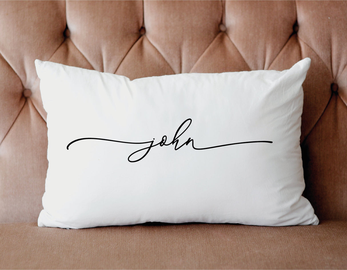 Personalized Calligraphy Name Pillow, Lumbar Pillow, Custom New Baby Gift, Baby Shower Gift, Present for Baby, Baby Room Decor, Personalized - Arria Home