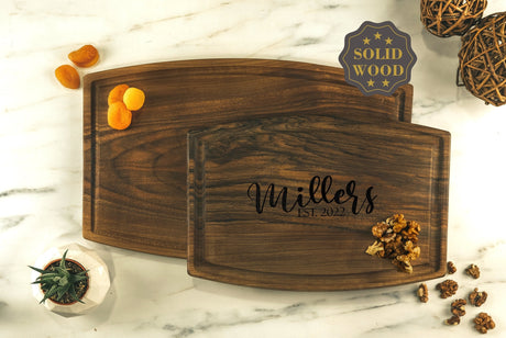 Last Name Engraved Cutting Board, 14-Style, Personalized Name Charcuterie Board, Cheese Board, - Arria Home