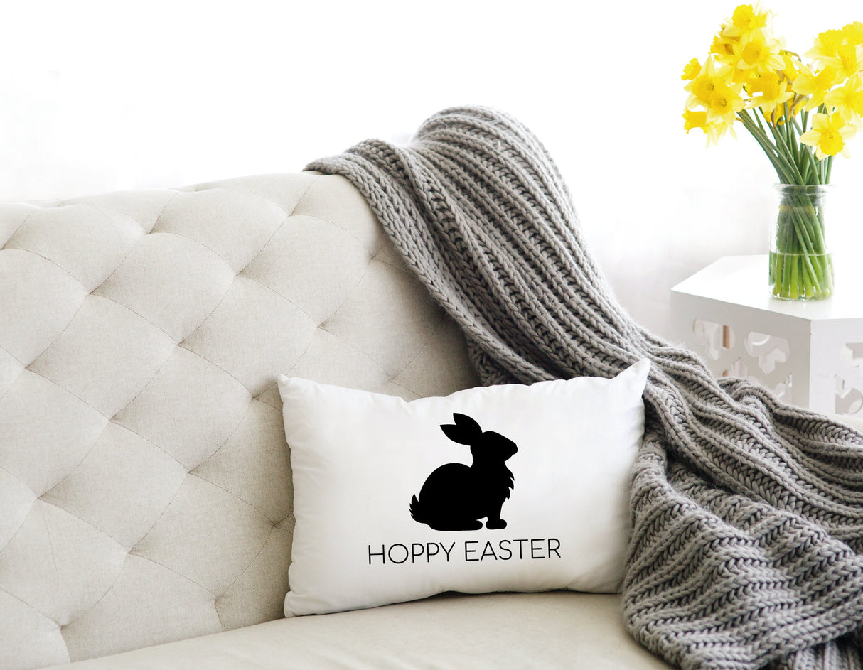 Hoppy Easter Bunny Pillow, Happy Easter Decor, Easter Day Gift, Kids Easter Pillow, Farmhouse Pilow, Easter Lumbar Pillow, Easter Gift Idea.