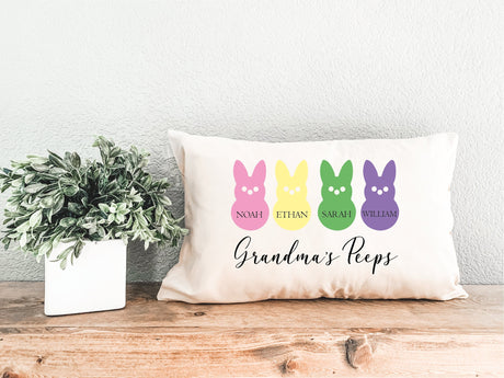 Easter Grandma Peeps Personalized Pillow, Easter Gift, Custom Easter Decoration, Spring Personalized Pillow, Granma Gift, Easter Day Gift - Arria Home