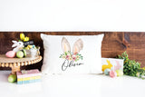 Personalized Easter Bunny Pillow, Kid Easter Decor, Custom Spring Pillow, Spring Decoration, Rabbit Personalized Lumbar Pillow, Custom Throw - Arria Home