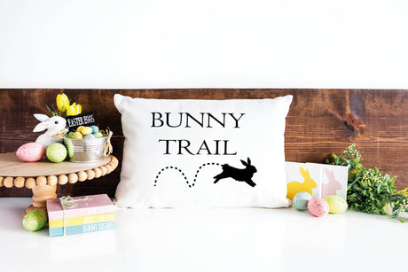 Bunny Trail Farmhouse Pillow, Easter Decoration, Easter Day Gift, Spring Pillow, Spring Decor, Bunny Pillow, Bunny Easter Pillow, Gift - Arria Home