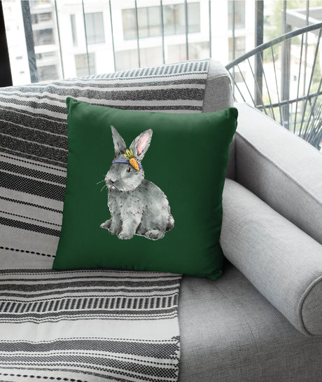 Easter Watercolor Bunny Pillow, Easter Decorations, Spring Bunny with Flowers Pillow, Easter Farmhouse Decor, Spring Decor, Easter Day Gift - Arria Home