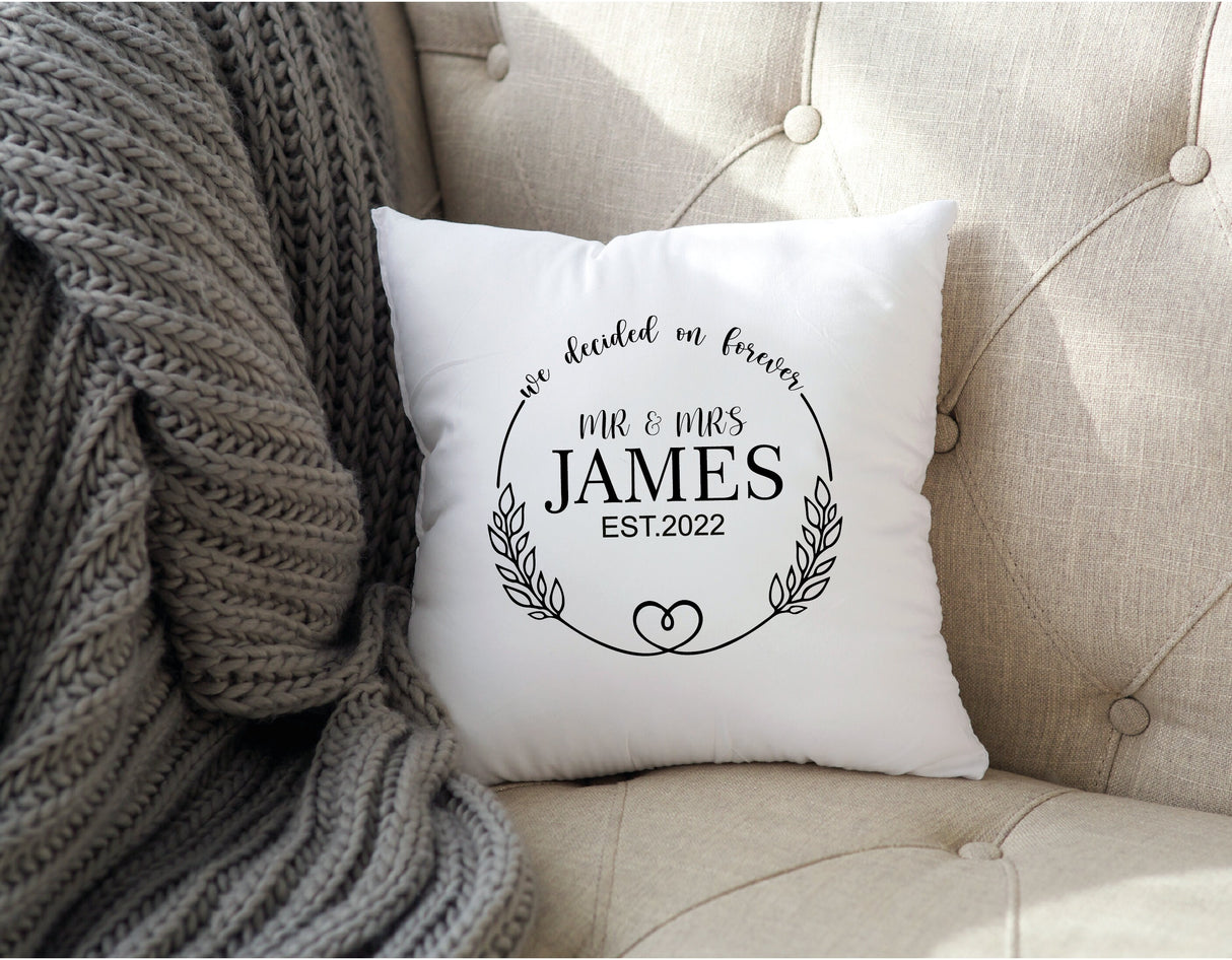 Personalized Wedding Gift, Couple Pillow, Custom Pillow, Pillow for Couple, Mr Mrs Pillow with Date, Last Name Pillow, Wedding Decor, Gift - Arria Home