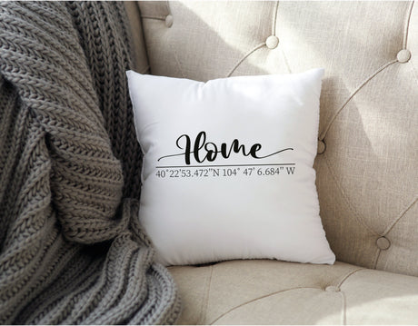 Home Coordinates Pillow, Home Pillow, Coordinates Pillow, Home Pillow Cover, GPS Location Pillow, Custom Latitude Longitude, Personalized - Arria Home