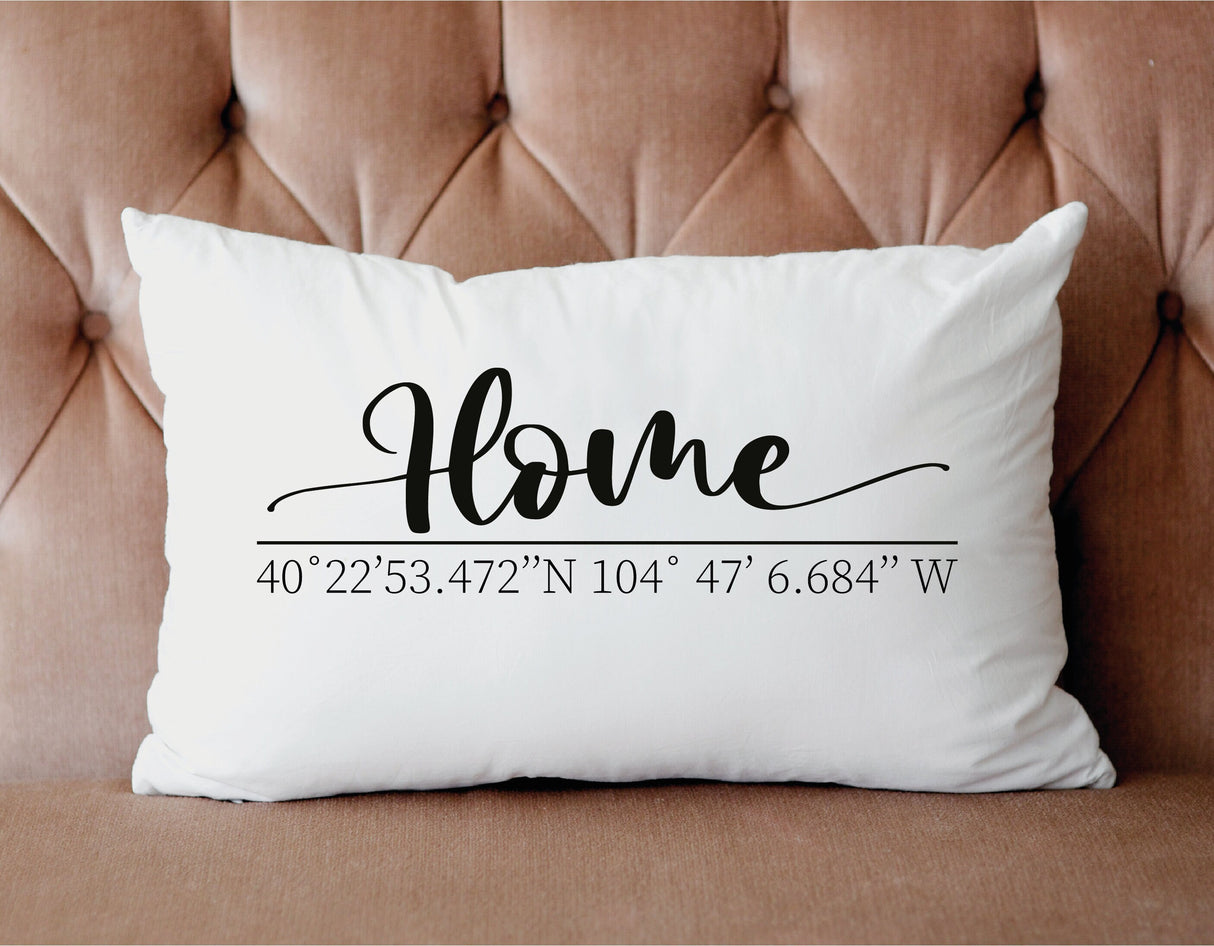 Home Coordinates Pillow, Home Pillow, Coordinates Pillow, Home Pillow Cover, GPS Location Pillow, Custom Latitude Longitude, Personalized - Arria Home