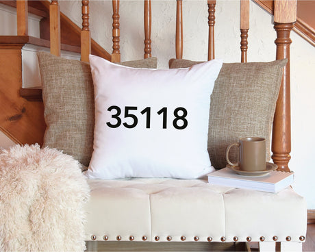 Personalized Zip Code Pillow, New Home Gift, Dorm Decor, Monogrammed Gift, Housewarming Gift, Home Decor, Farmhouse Decor, Living Room Decor - Arria Home