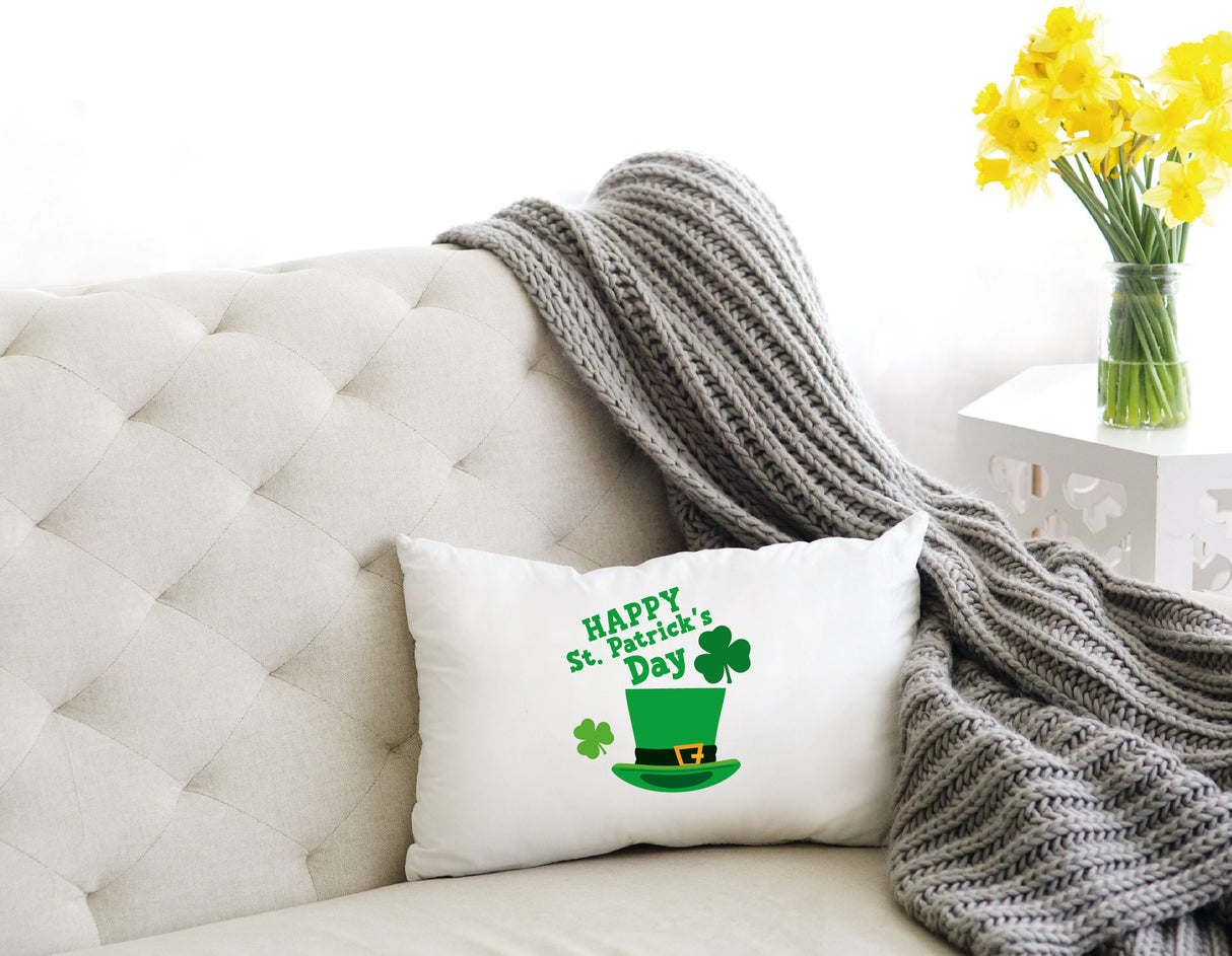 Happy Saint Patricks Day Spring Decoration, Spring Pillow, Spring Decor, Spring Gift, Irish Decor, St Patricks Top Hat Decor, Decor Gift - Arria Home