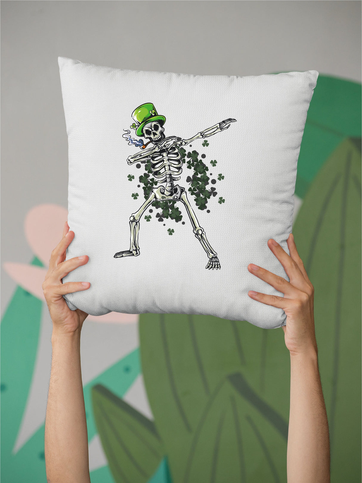 Skeleton St Patricks Day, Funny St Patricks Pillow, St Patricks Funny Decor, Irish Funny Decor, Funny Lumbar Pillow, Funny Drinking Decor - Arria Home