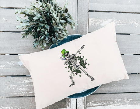 Skeleton St Patricks Day, Funny St Patricks Pillow, St Patricks Funny Decor, Irish Funny Decor, Funny Lumbar Pillow, Funny Drinking Decor - Arria Home