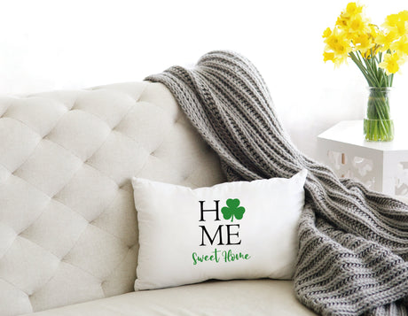 Home Clover Pillow, St Patricks Housewarming Gift, Spring Sweet Home Pillow, St Patricks Day Home Decor Pillow, Irish Home Decorative Gift - Arria Home