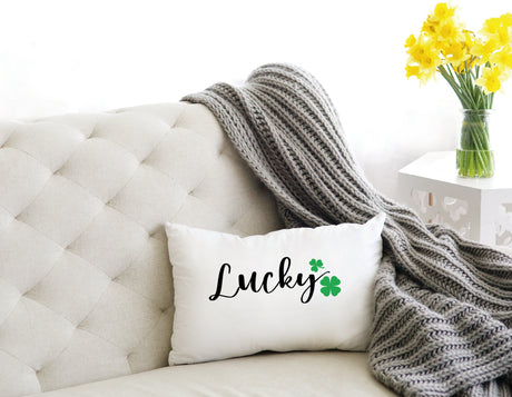 Lucky St Patrick's Day March 17 Clover Pillow, St Patrick Day Gift, Spring Decor, Irish Shamrock Pillow Cover, St Patricks Day Decoration - Arria Home