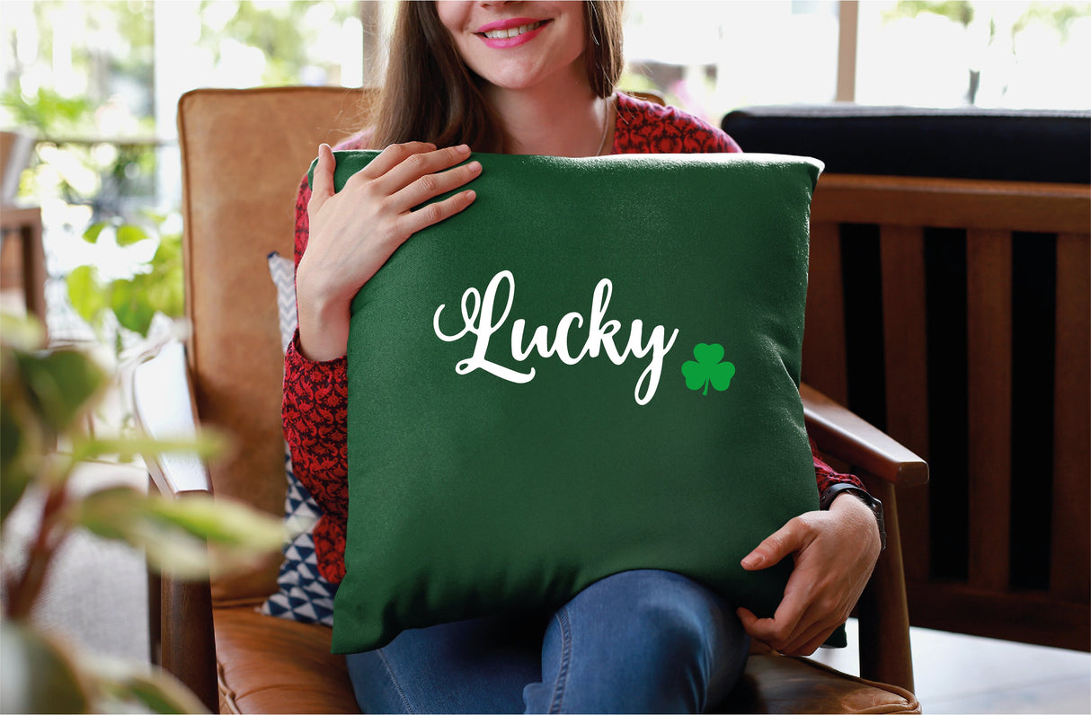 Lucky Irish Pillow, St Patrick's Lucky Decor, Irish Pillow, Irish Gift, Lucky Monogram Pillow, Spring Pillow, Spring Decor, Decorative - Arria Home