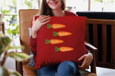 Personalized Easter Decorative Pillow, Family Carrot Pillow, Custom Pillow Cover, Personalized Pillow, Easter Decor, Easter Gift, Decor Gift - Arria Home