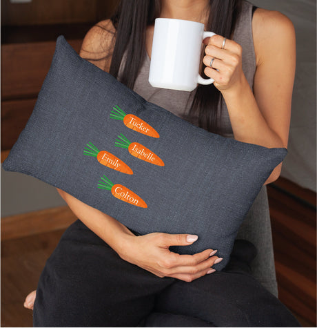 Personalized Easter Decorative Pillow, Family Carrot Pillow, Custom Pillow Cover, Personalized Pillow, Easter Decor, Easter Gift, Decor Gift - Arria Home