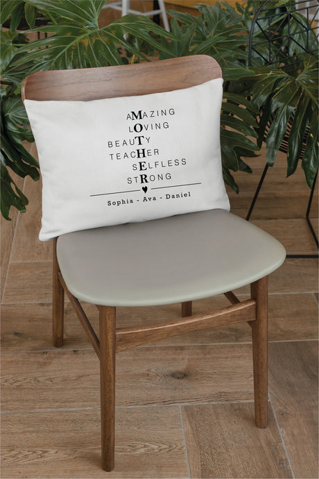 Personalized Mothers Day Pillow, 12 Color Fabric, Custom Pillow, Mom Gift, Mothers Day Gift, Decorative Pillow, Farmhouse Decor, Gift Idea - Arria Home