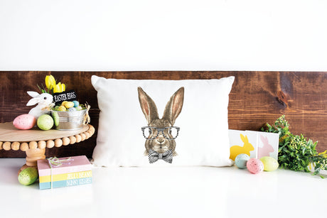 Easter Bunny Pillow, Spring Watercolor Rabbit Pillow, Easter Day Decor, Spring Decor, Farmhouse Decor, Easter Day Gift Idea, Decorative - Arria Home