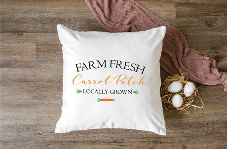 Farm Fresh Carrot Patch Easter Pillow, Farmhouse Modern Spring Decor, Easter Carrot Lumbar Pillow, Spring Throw Pillow, Carrot Parch Gift - Arria Home