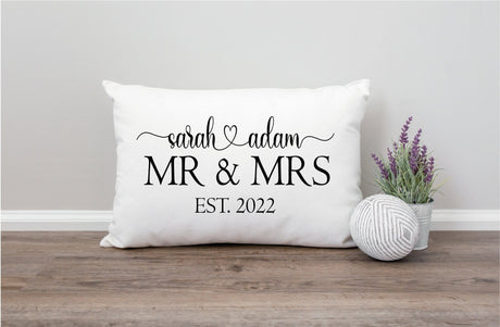 Personalize Mr and Mrs Engagement Pillow, Custom Couple Pillow, Wedding Gift, Engagement Gift, Aniversary Gift, Decorative Pillow - Arria Home