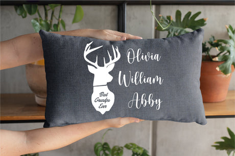 Personalized Grandma Deer Pillow, Grandma Gift, Custom Pillow, Deer Family Pillow, Farmhouse Decor, Decorative Pillow, Mothers Day Gift Idea - Arria Home