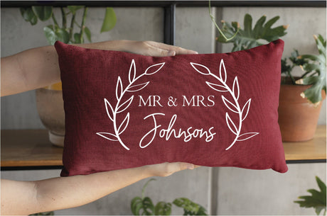 Personalized Mr Mrs Family Name Pillow, Surname Pillow, Family Name Pillow, Custom Wedding Pillow, Wedding Gift, Engagement Gift, Decorative - Arria Home