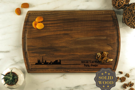 Personalized City Skyline Cutting Board, Custom Engraved Housewarming Gift, New Home Gift, Moving Away Gift, Anniversary Gift, Wedding Gift - Arria Home